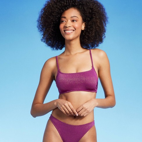 Women's Square Neck Underwire Bikini Top - Shade & Shore™ Purple Shine :  Target