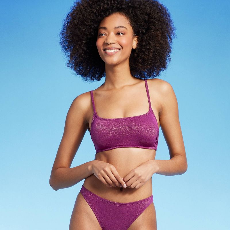 Women's Square Neck Underwire Bikini Top - Shade & Shore™ Purple Shine, 1 of 7