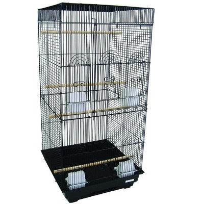 YML A6924 3/8 inches Bar Spacing Tall Flat Top Small Bird Cage Black 18 inches x 18 inches