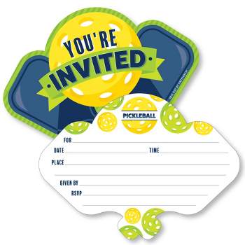 Big Dot of Happiness Let’s Rally - Pickleball - Shaped Fill-In Invitations - Birthday or Retirement Party Invitation Cards with Envelopes - Set of 12