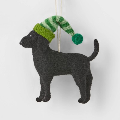 Labrador with Striped Stocking Hat Christmas Tree Ornament Green - Wondershop™