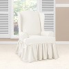 Essential Twill Ruffle Wing Chair Slipcover White - Sure Fit - image 2 of 3