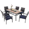 7pc Patio Dining Set with Rectangular Steel Table & Rattan Chairs Blue/Brown - Captiva Designs: Outdoor Furniture with Umbrella Hole - 2 of 4
