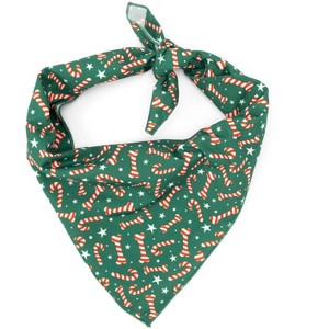 The Worthy Dog Holiday Candy Cane Adjustable Tie-On Bandana Accessory - 1 of 3