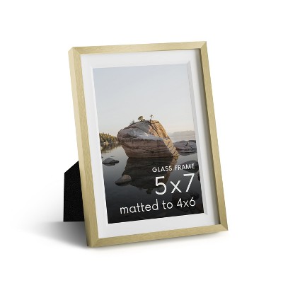 Haus and Hues Premium Brushed Metal Single Picture Frame with Real Glass