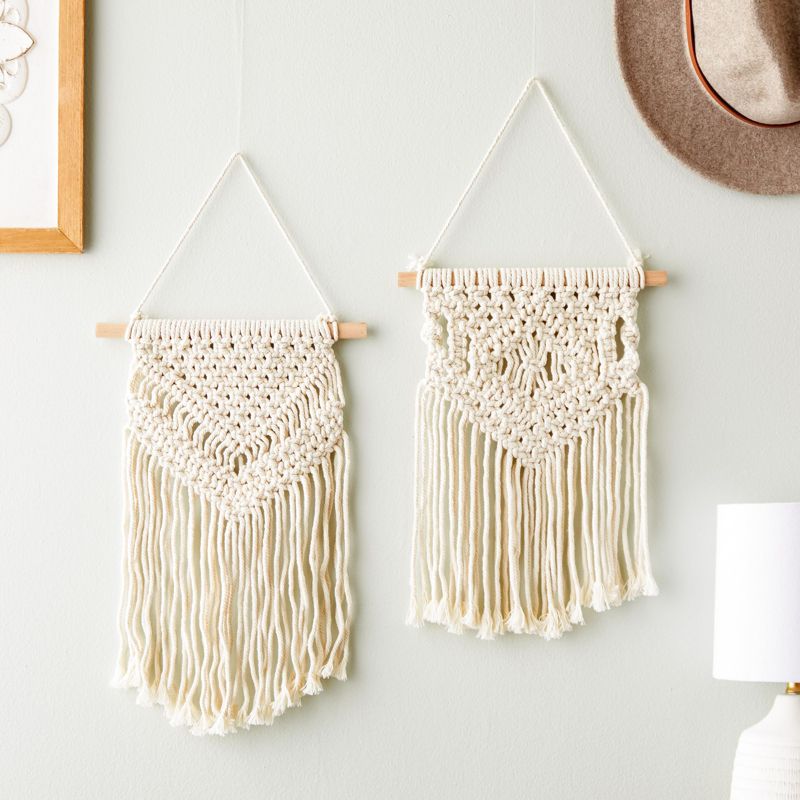 Okuna Outpost 2 Pack Boho Themed Woven Macrame Wall Art, Handing Décor for Home or Nursery, 15 x 10 in, 2 of 9