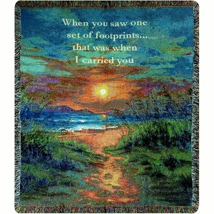 Manual Woodworks Faith-Based Inspirational Throw 50x60 Inch I Carried You Cotton Blend Tapestry Blanket - 1 of 3