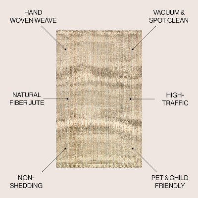 Hiro Hand Woven Chunky Jute Ivory 3 x 5 Rectangular Area Rug
