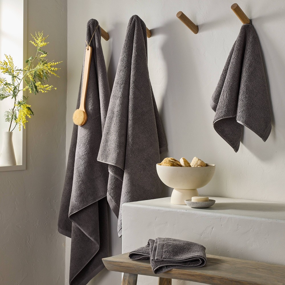 Photos - Towel Organic Bath Sheet Dark Gray - Casaluna™: 100 Organic Cotton, Heavyweight 550-800 GSM, Low Lint, Machine Washable