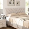Tangkula Linen Fabric Upholstered Headboard Rectangular Headboard w/ Solid Wood Legs - 3 of 4