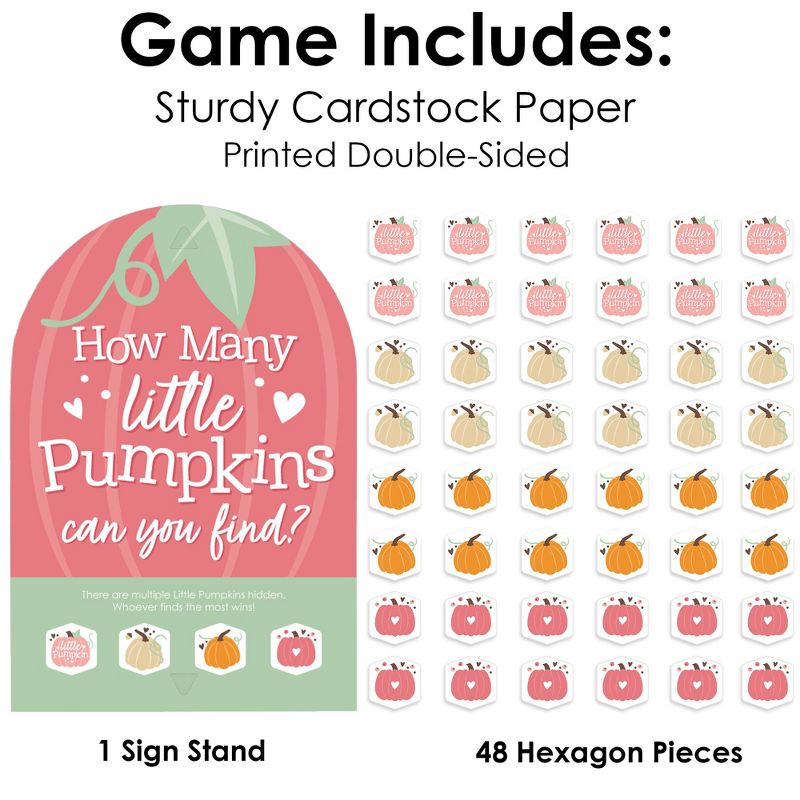 Big Dot of Happiness Girl Little Pumpkin - Fall Birthday Party or Baby Shower Scavenger Hunt - 1 Stand and 48 Game Pieces - Hide and Find Game, 5 of 9