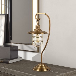 Hudson and Canal 22" Tall Nautical Table Lamp with Glass/Metal Shade - 1 of 4
