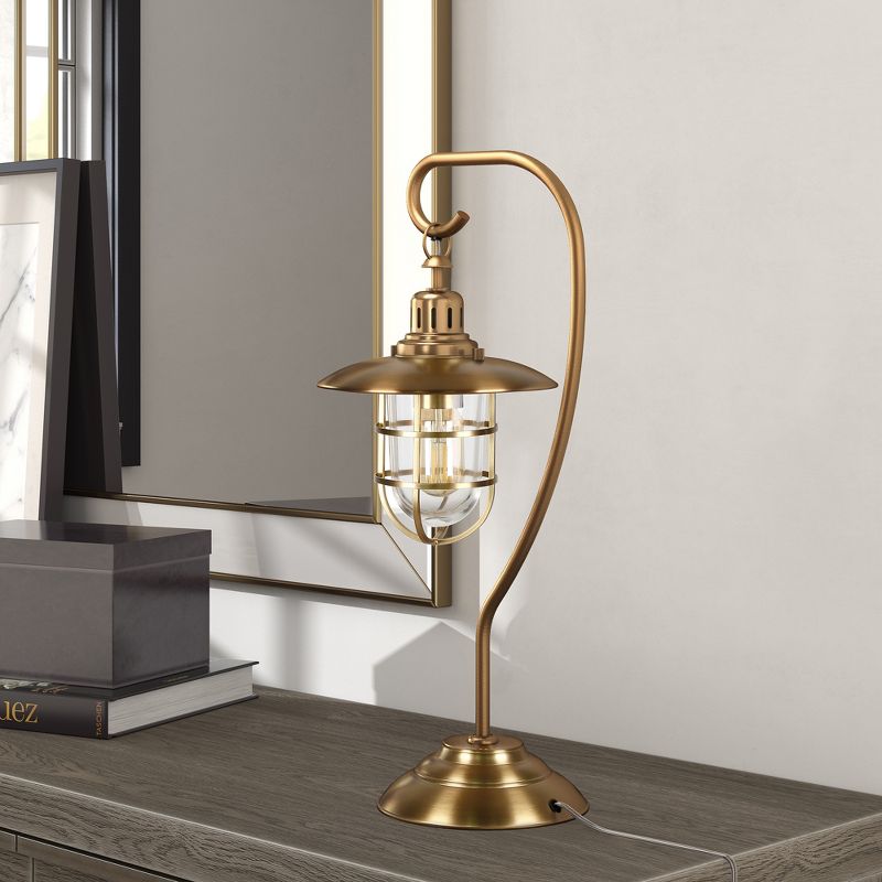 Hampton & Thyme 22" Tall Nautical Table Lamp with Glass/Metal Shade, 3 of 10