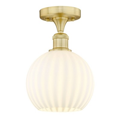 White Venetian - 1 Light Semi-Flush Mount In Modern Style-10.13 Inches Tall and 8 Inches Wide