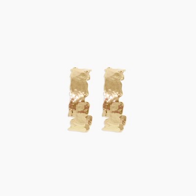 sanctuaire Statement Hammered Hoop Earrings Gold