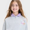Girls' Hello Kitty & Friends Elevated 1/4 Zip Sweatshirt - Heather Gray - 2 of 4