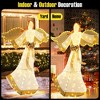Tangkula 5.2 FT Outdoor Christmas Lighted Angel Xmas Pre-lit 3D Winged Angel with Halo Wings & 180 Warm White LED Lights Bow & Ground Stakes - 4 of 4