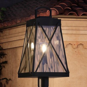 Urban Ambiance Luxury English Country Outdoor Post/Pier Light,  21-3/4"H x 10-1/2"W,  Midnight Black, UHP1057 - 1 of 4