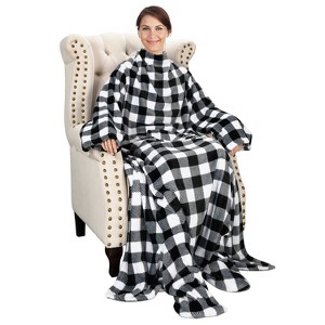 Catalonia Fleece Wearable Blanket with Sleeves and Foot Pockets, Micro Plush Wrap Sleeved Throw Blanket Robe, Super Fuzzy Cozy TV Blanket Throw, Gift - 1 of 4