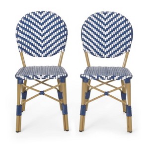 Christopher Knight Home Picardy 2pk Outdoor Aluminum French Cafe Chairs: Wicker, UV & Water-Resistant - - 1 of 4