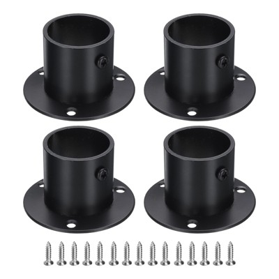 Unique Bargains Stainless Steel Wardrobe Pipe Holder Shower Closet Curtain Rod Pole Brackets 4 Pcs