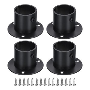 Unique Bargains Stainless Steel Wardrobe Pipe Holder Shower Closet Curtain Rod Pole Brackets 4 Pcs - 1 of 4