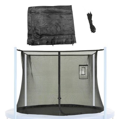 Upper Bounce Trampoline Safety Net Fits 12ft Round Frame using 4 Poles - Mobile/Tablet Pouch for Selfies, Livestream - Inside of Frame - Black