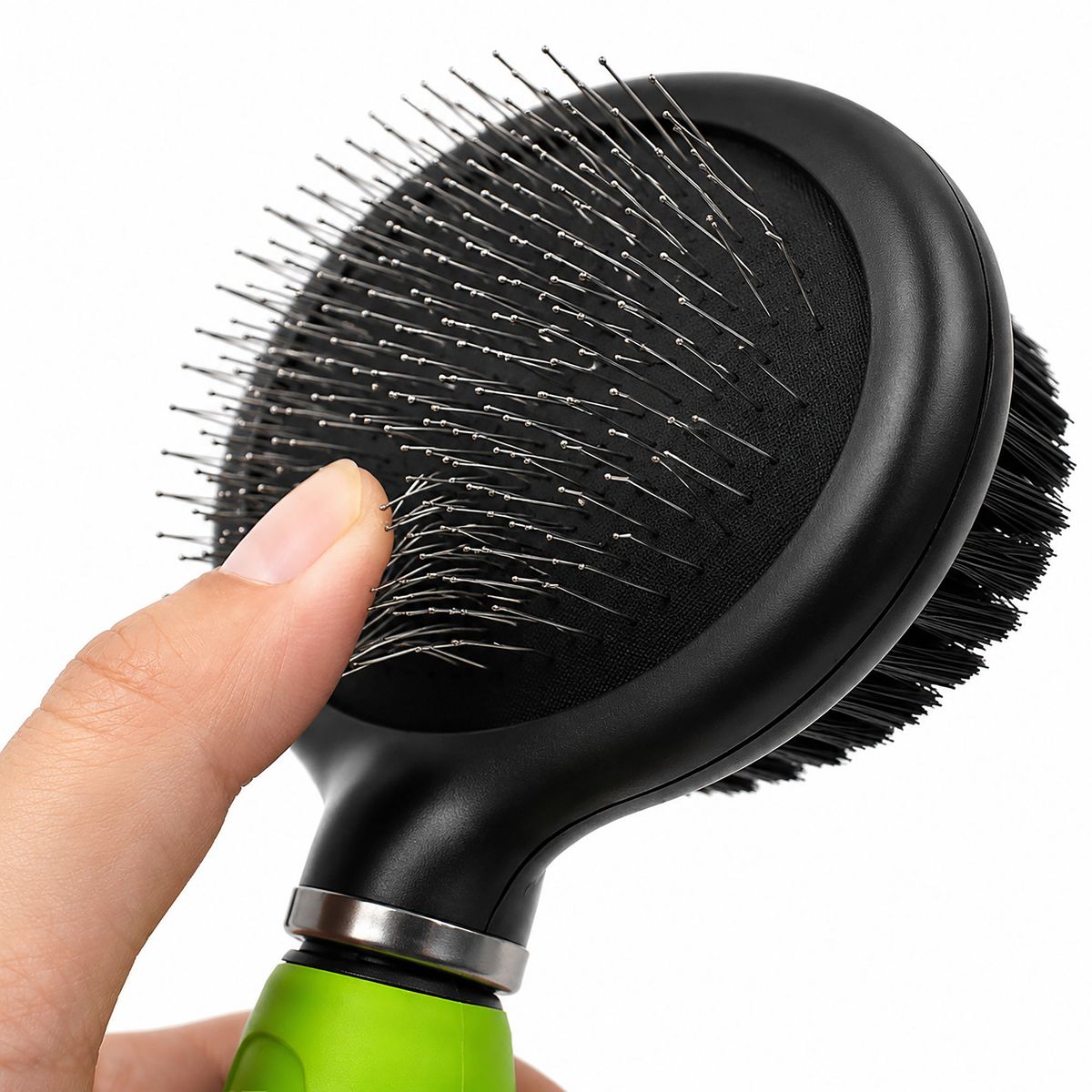 Pet Life Flex Series 2-in-1 Dual-Sided Slicker and Bristle Grooming Pet Brush, Green - thumbnail 6