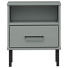 vidaXL Bedside Cabinet with Metal Legs Gray Solid Wood Pine OSLO - 4 of 4