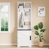 77Ft Tall White Hall Tree Mudroom Storage Organizer – Standing Coat Rack with Shoe Cabinet and Clothes Hanger for Entryway, Hallway and Mud Room - 2 of 4