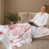 Christmas Throw Blanket for Couch Bed Sofa, Pink Gingerbread House with Snowman Heart Candy, Flannel Blanket Christmas Decor Xmas Gifts. - 3 of 4