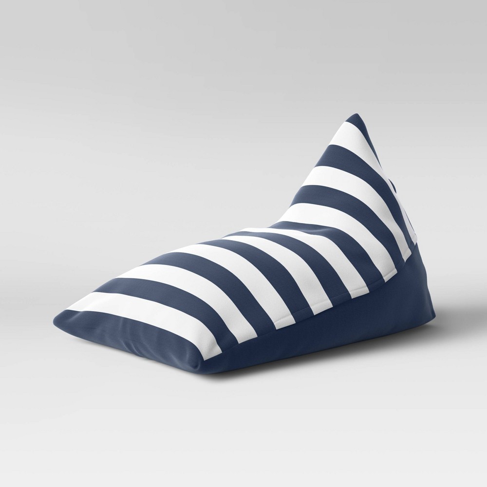 Photos - Chair Triangle Lounge Kids'  Striped White/Navy - Pillowfort™