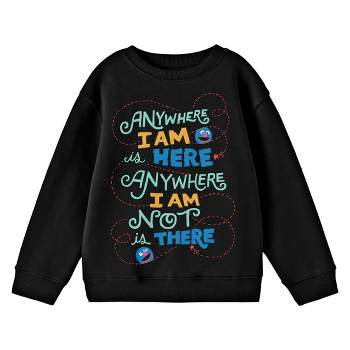 Bioworld Sesame Street Grover "Anywhere I Am..." Youth Black Crew Neck Sweatshirt