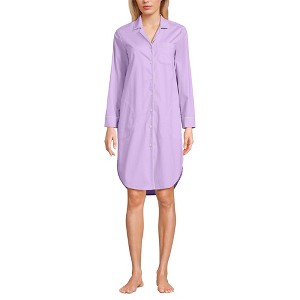 Lands' End Women's Cotton Poplin Long Sleeve Sleepshirt Nightgown - 1 of 3