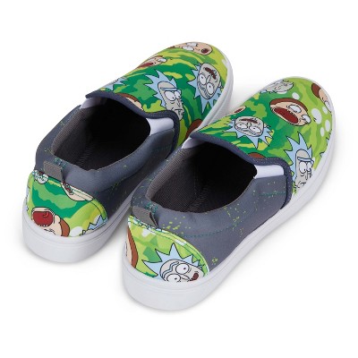 Rick and Morty Mens Rick and Morty Shoes - Mens Rick and Morty Slip On Sneakers - Rick & Morty Canvas Slip On Sneakers (Green, 10) — фото 5