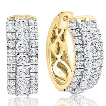 Pompeii3 1 1/2 Ct Pave Diamond Hoops 10k Yellow Gold Lab Created 16mm Tall Women's Earrings