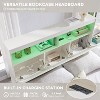 Queen Size Bed Frame with Headboard, Modern Wooden Platform Bed Frame with Lights & Charging Station & Drawers, No Box Spring Needed - 4 of 4