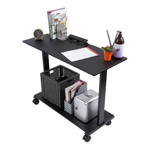 Stand Up Desk Store 3-Shelf Rolling Desk Return Side Desk Organizer and  Bookcase on Wheels