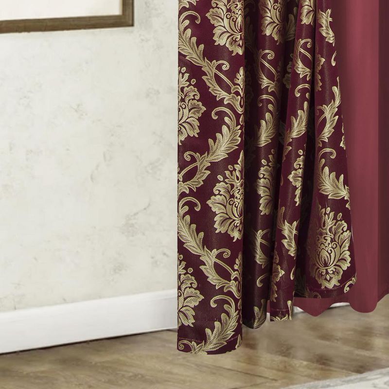RT Designers Collection Stockton Premium Two Pack Double Curtain Panel 54" x 84" Burgundy, 3 of 5