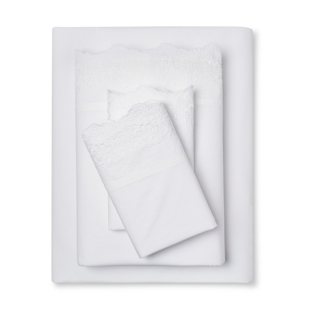 Embroidered Hem Solid Sheet Set (Twin Extra Long) White - Simply Shabby Chic was $30.99 now $21.69 (30.0% off)