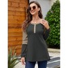 Women’s V Neck Henley Shirts Long Sleeve Waffle Tunic Tops Pullover Sweatshirts with Buttons - 3 of 4