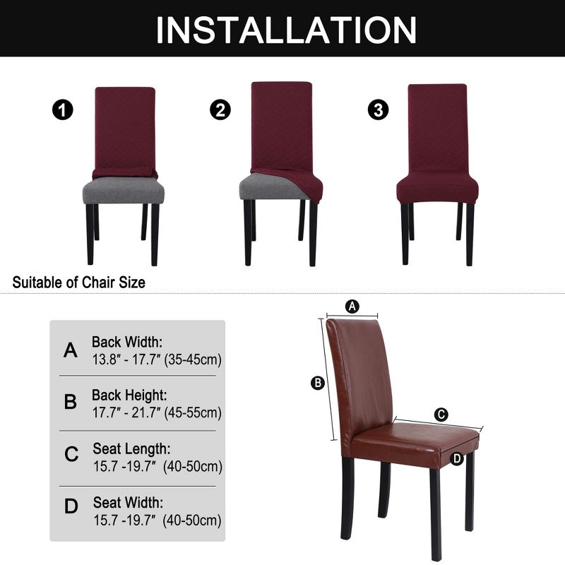4 Pcs Polyester Spandex Knit Diamond-type Lattice Dining Chair Slipcovers - PiccoCasa, 4 of 5