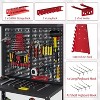 32" Heavy-Duty Steel Workbench with Hooks & 2-Tier Shelves - 650 Lbs Capacity Metal Tool Organizer, Garage Workshop Workstation for Tools, Gardening - 2 of 4