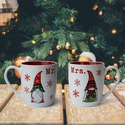 16oz 2pk Ceramic Mr. and Mrs. Gnome Mugs - Peppermint & Pine