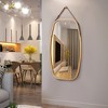 Costway 30'' Modern Rectangle Wall Hanging Framed Mirror w/ Faux Leather Strap Bathroom - 4 of 4