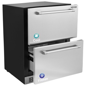 VEVOR 24 inch Undercounter Refrigerator, 2 Drawer Refrigerator with Different Temperature, 4.87 Cu.ft, Waterproof Under Counter Freezer Fridge - 1 of 4