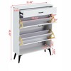 Halitaa Shoe Cabinet , Shoe storage shelves, metal leg, White - 3 of 4