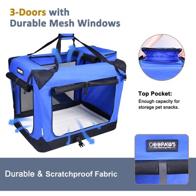 30'' Blue and Black Soft-Sided Folding Pet Crate