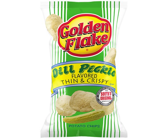 Golden Flake Dill Pickle Flavored Thin & Crispy Potato Chips - 2oz