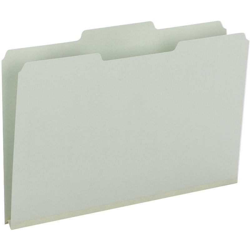 Smead Pressboard File Folder, 1/3-Cut Tab, 1" Expansion, Legal Size, Gray/Green, 25 per Box (18230), 1 of 2